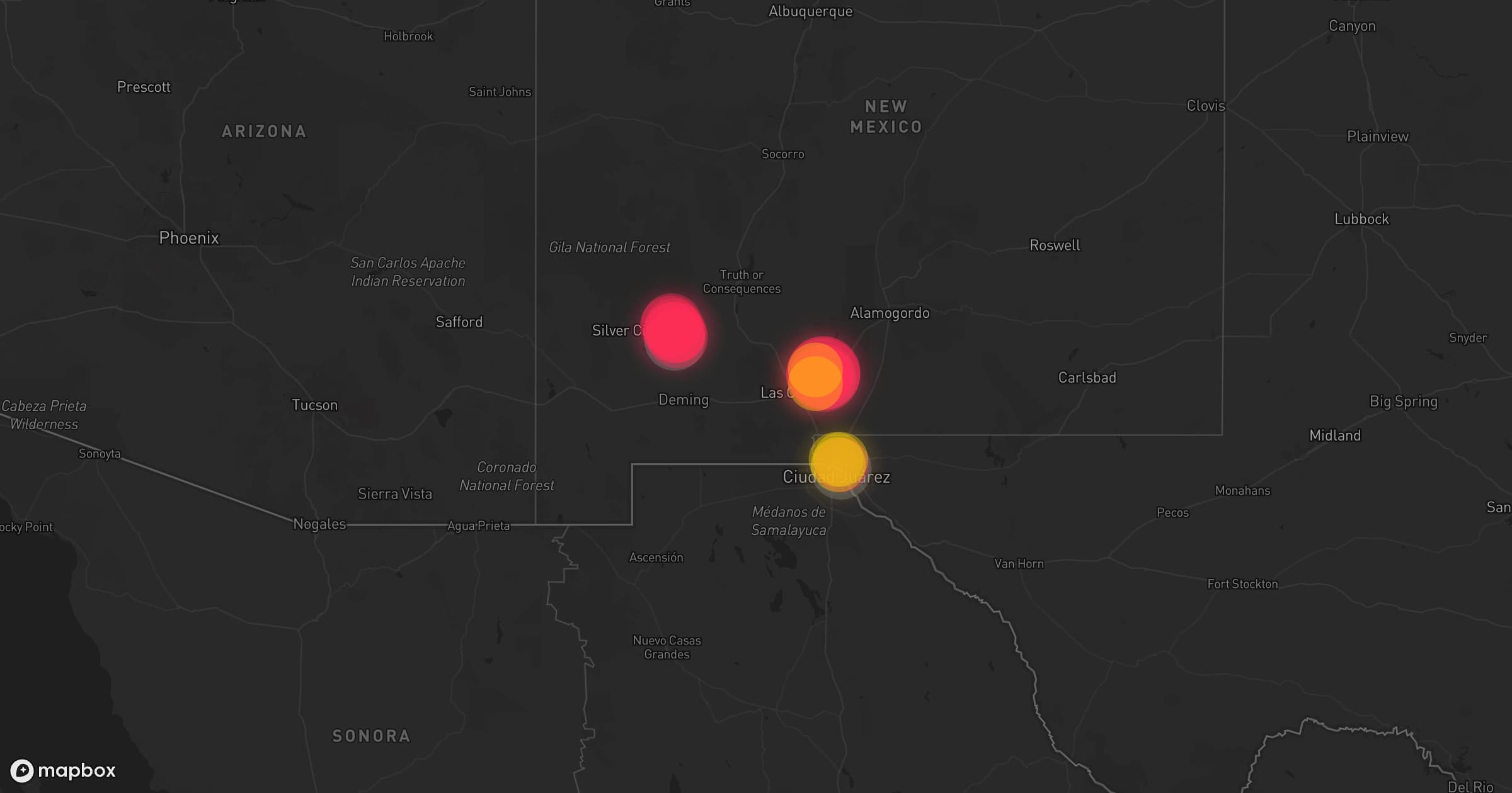 Storm map for 3 areas across Texas and New Mexico