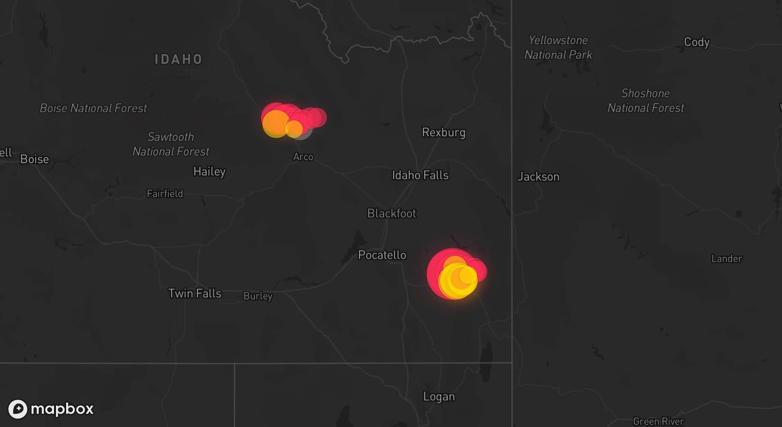 Storm map for 2 areas across Idaho