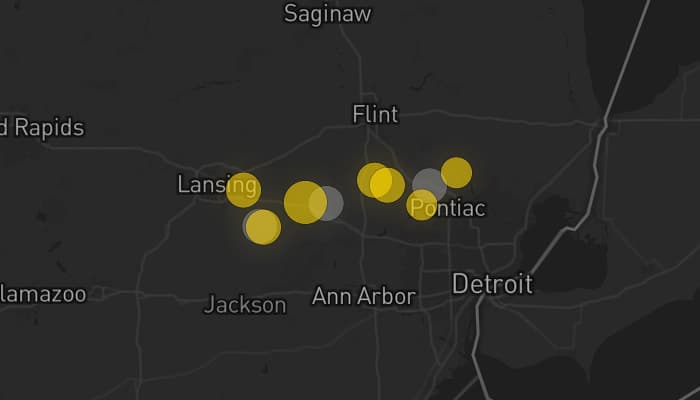 Storm map for 3 areas across Michigan