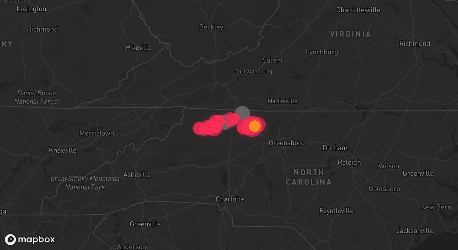 Storm map for 4 areas across North Carolina