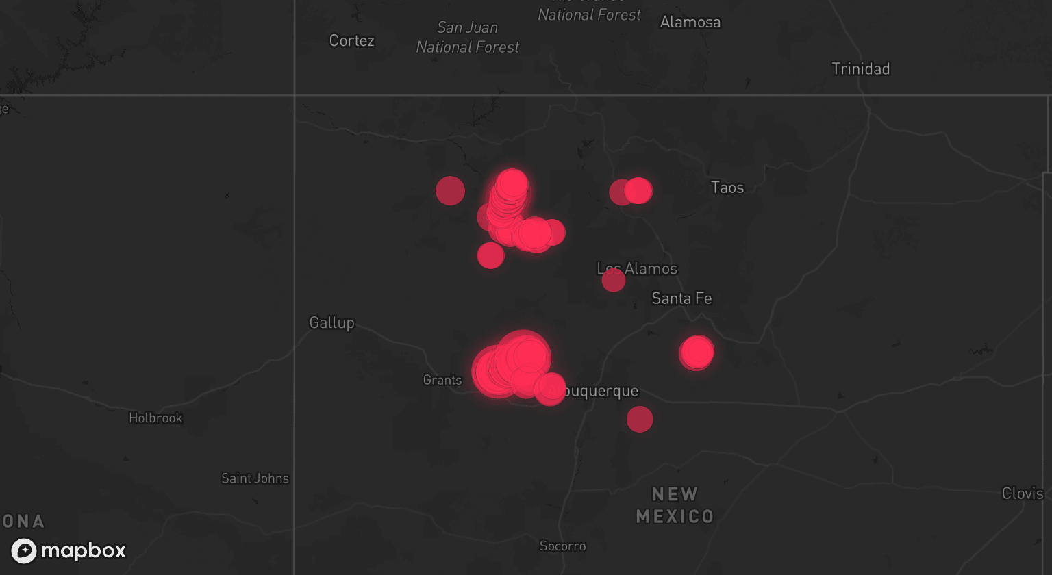 Storm map for 2 areas across New Mexico