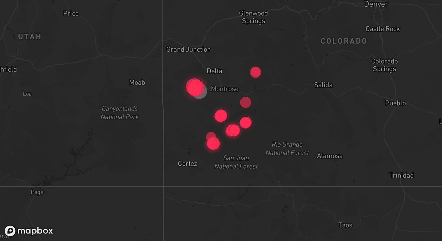 Storm map for the Montrose County, CO area