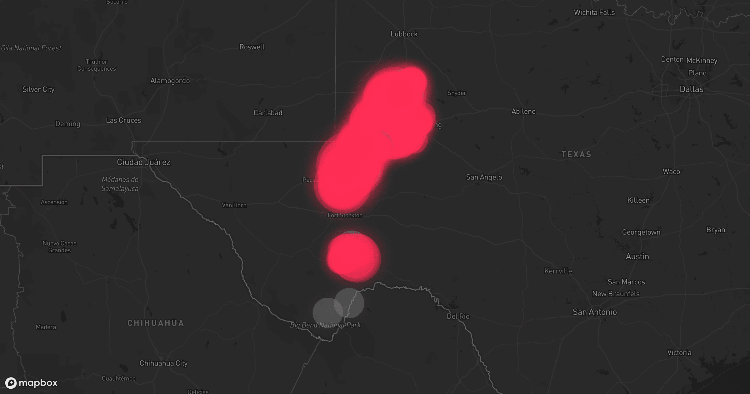 Storm map for 19 areas across Texas