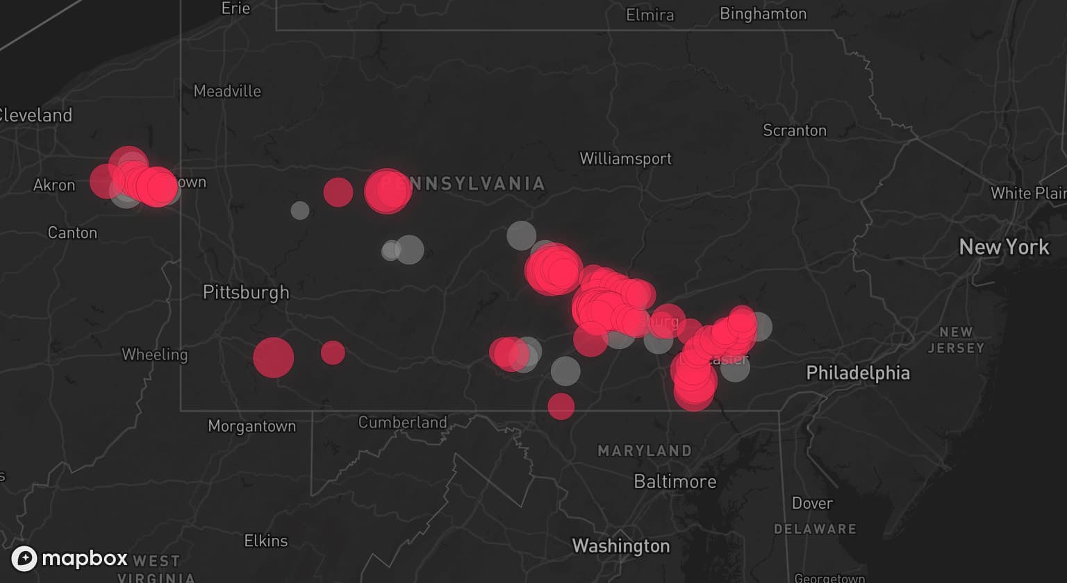 Storm map for 21 areas across Pennsylvania and Ohio