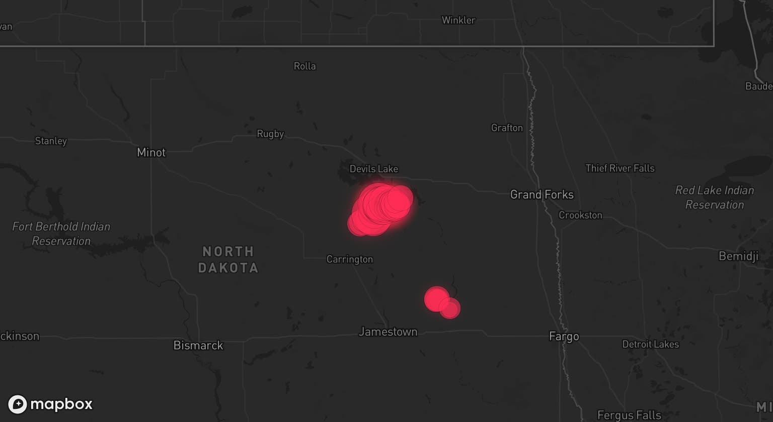 Storm map for the Benson County, ND area