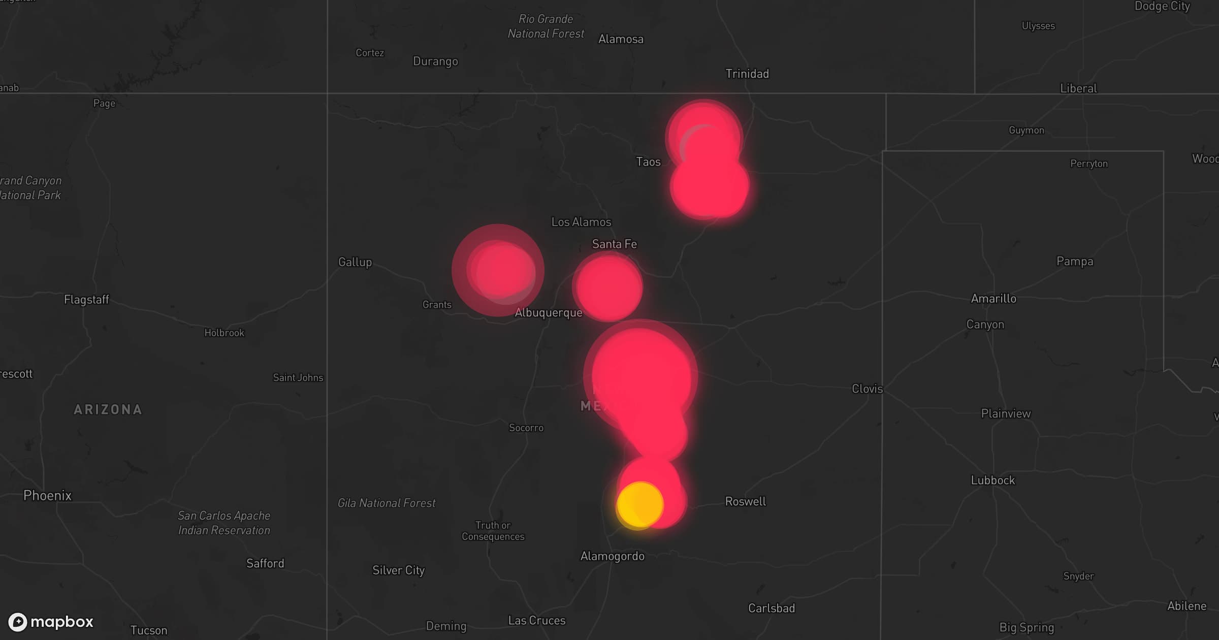 Storm map for 7 areas across New Mexico