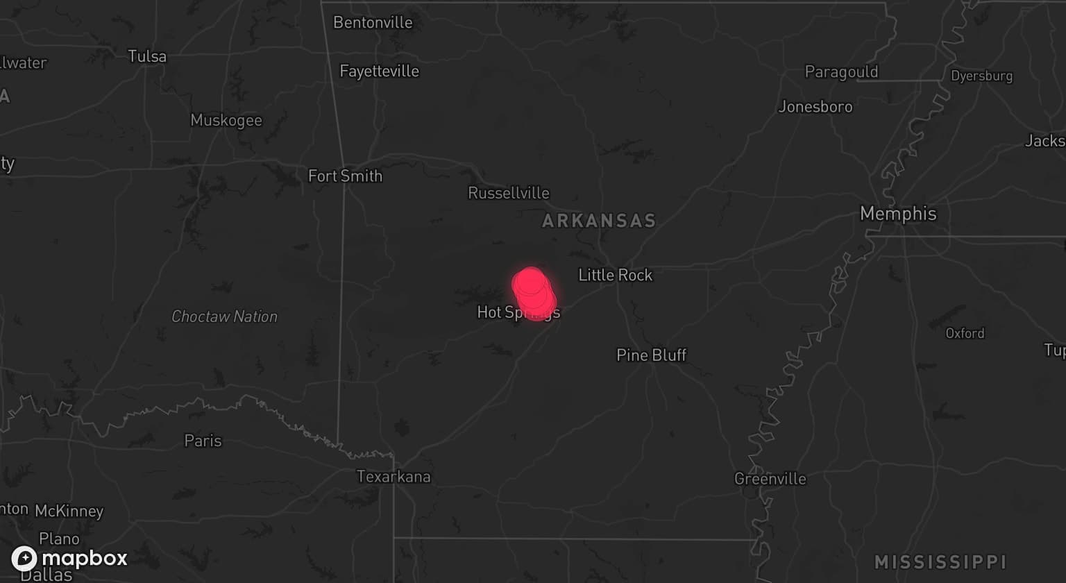 Storm map for the Saline County, AR area