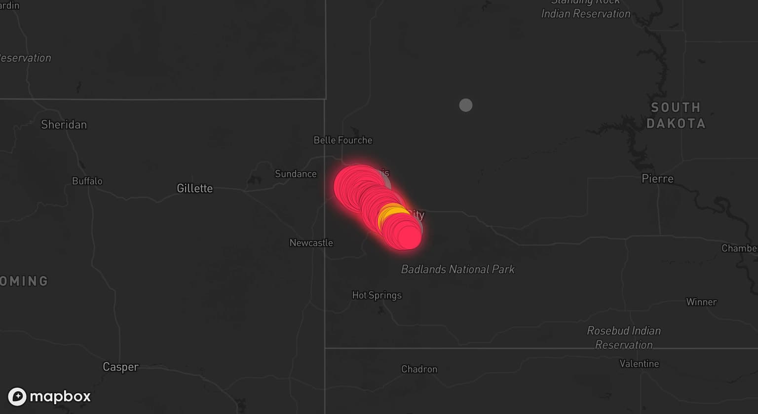 Storm map for 4 areas across South Dakota