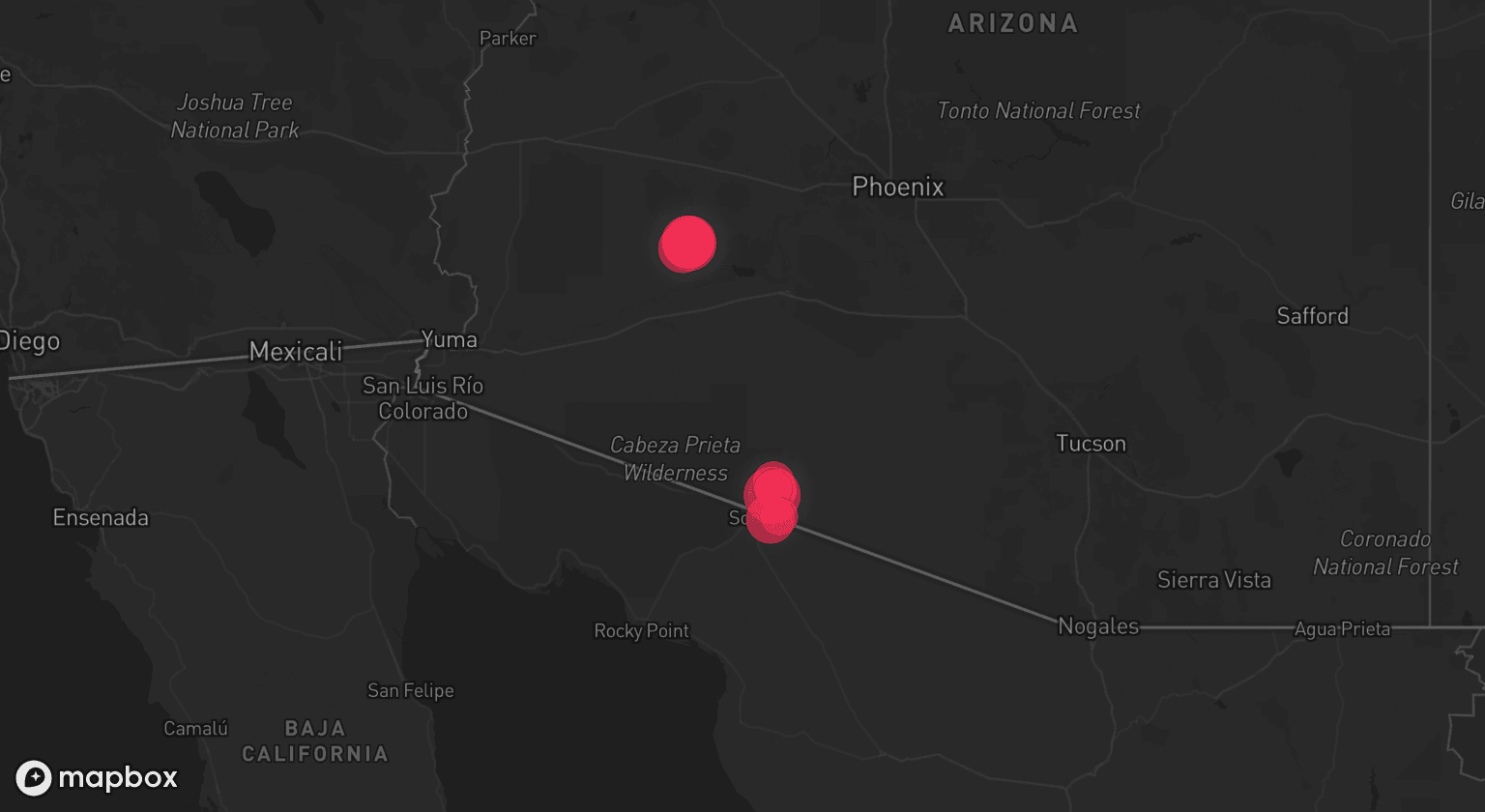 Storm map for the Pima County, AZ area