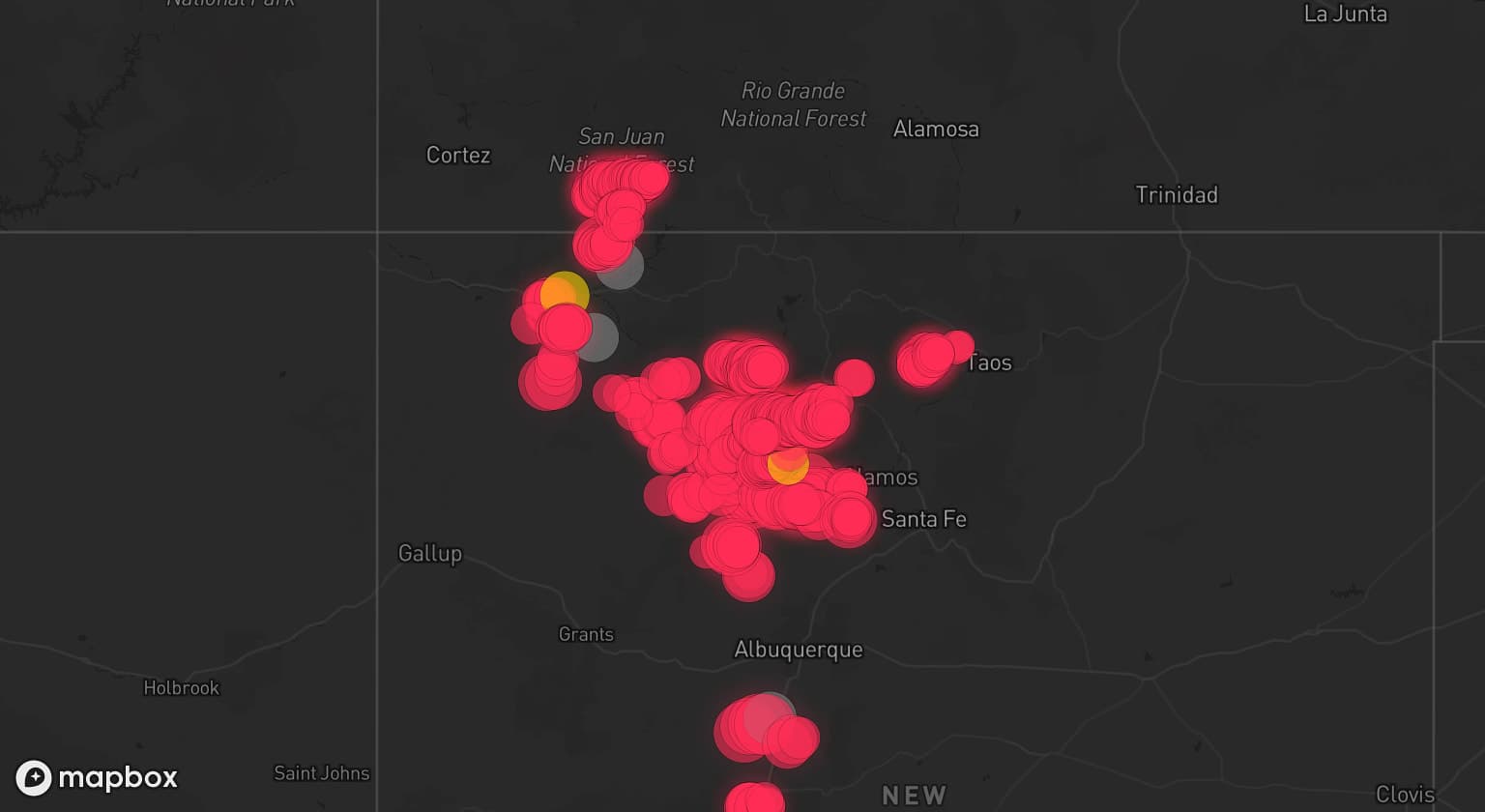 Storm map for 5 areas across New Mexico
