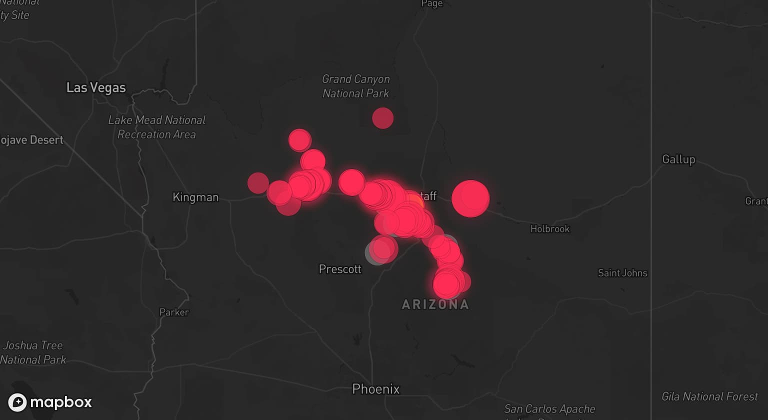 Storm map for 5 areas across Arizona