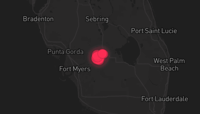 Storm map for the Glades County, FL area