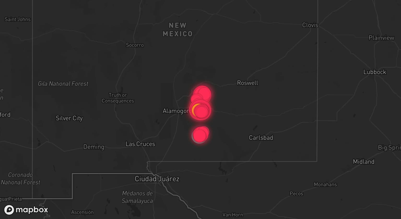 Storm map for 3 areas across New Mexico