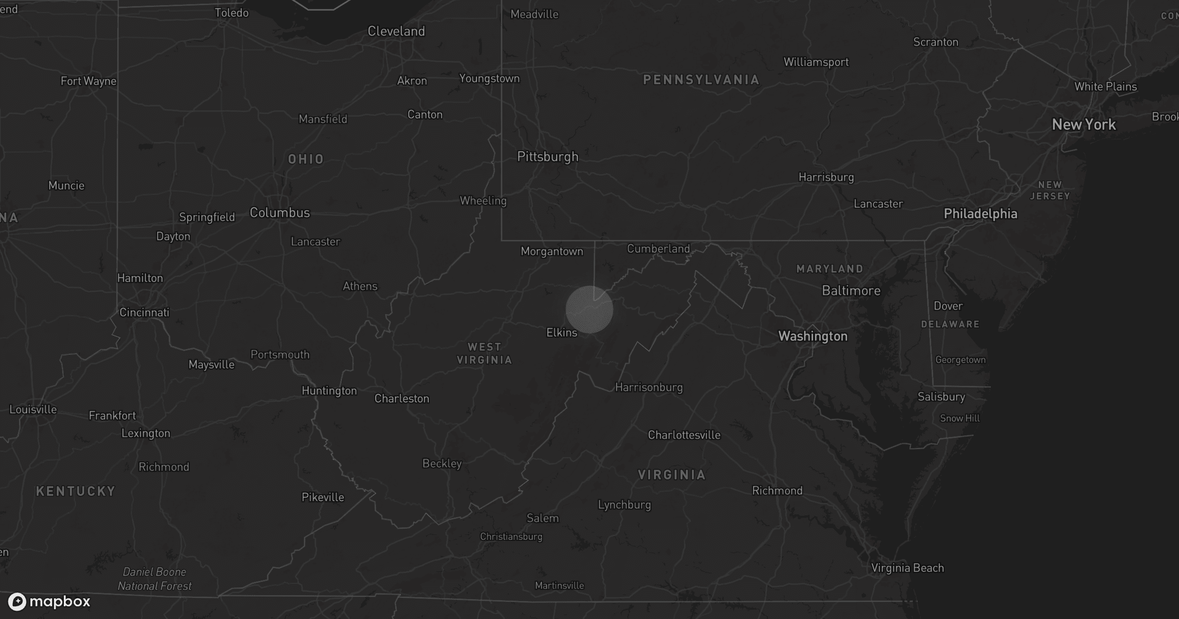 Storm map for the Tucker County, WV area