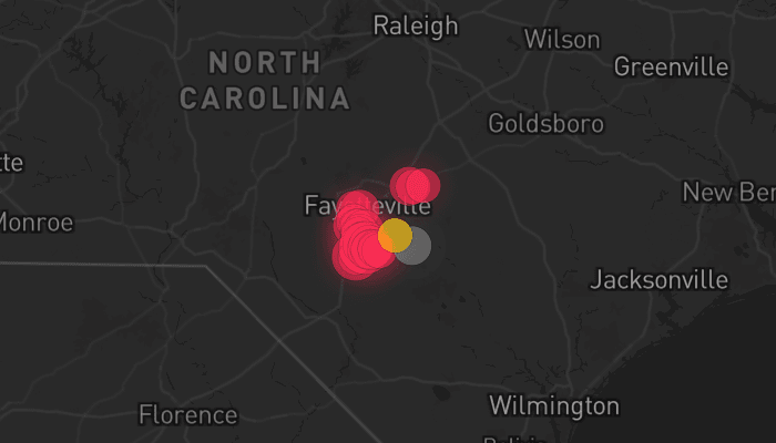 Storm map for the Cumberland County, NC area
