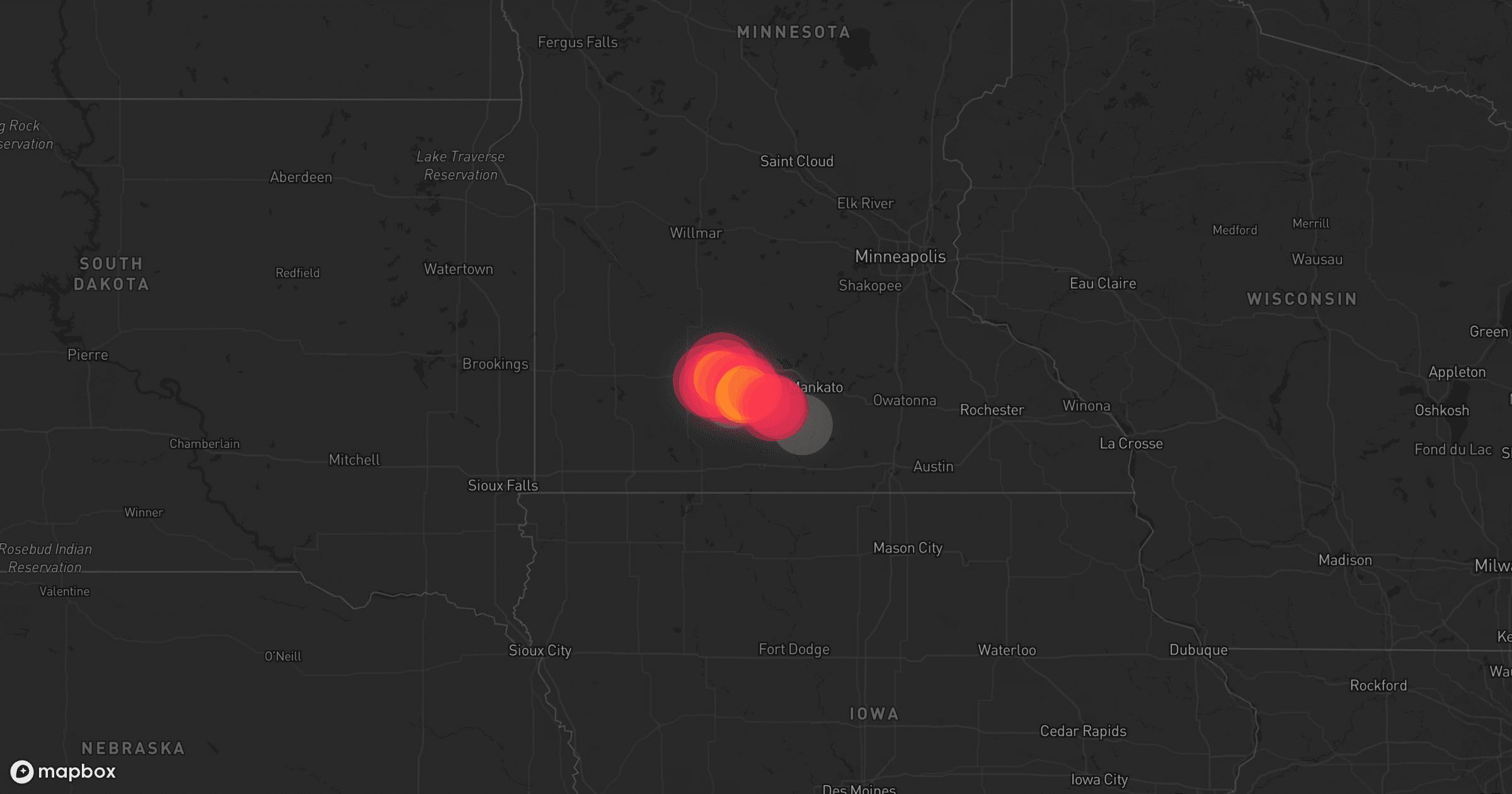 Storm map for 2 areas across Minnesota
