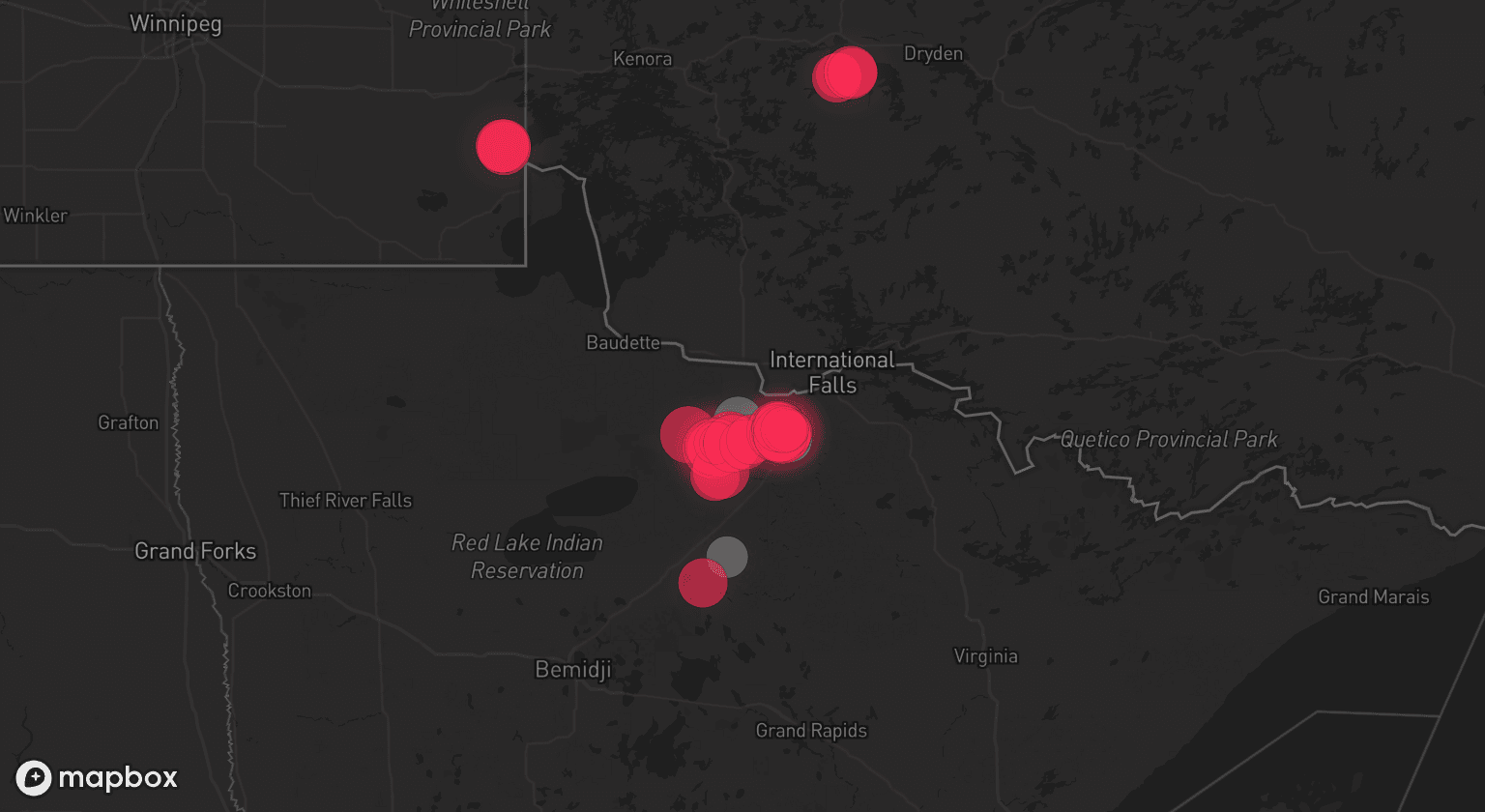 Storm map for 3 areas across Minnesota