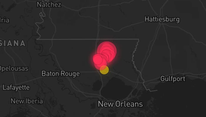 Storm map for the Tangipahoa County, LA area