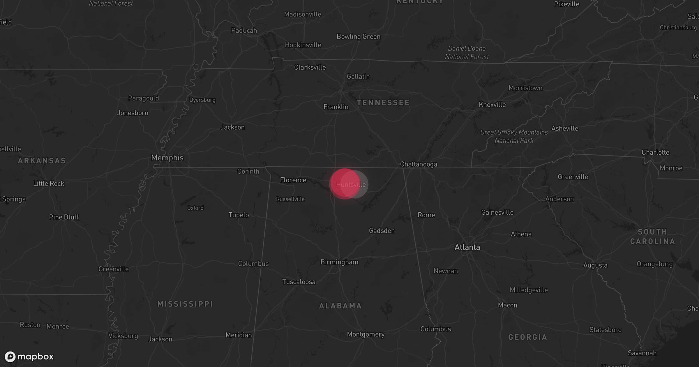 Storm map for the Huntsville, AL area
