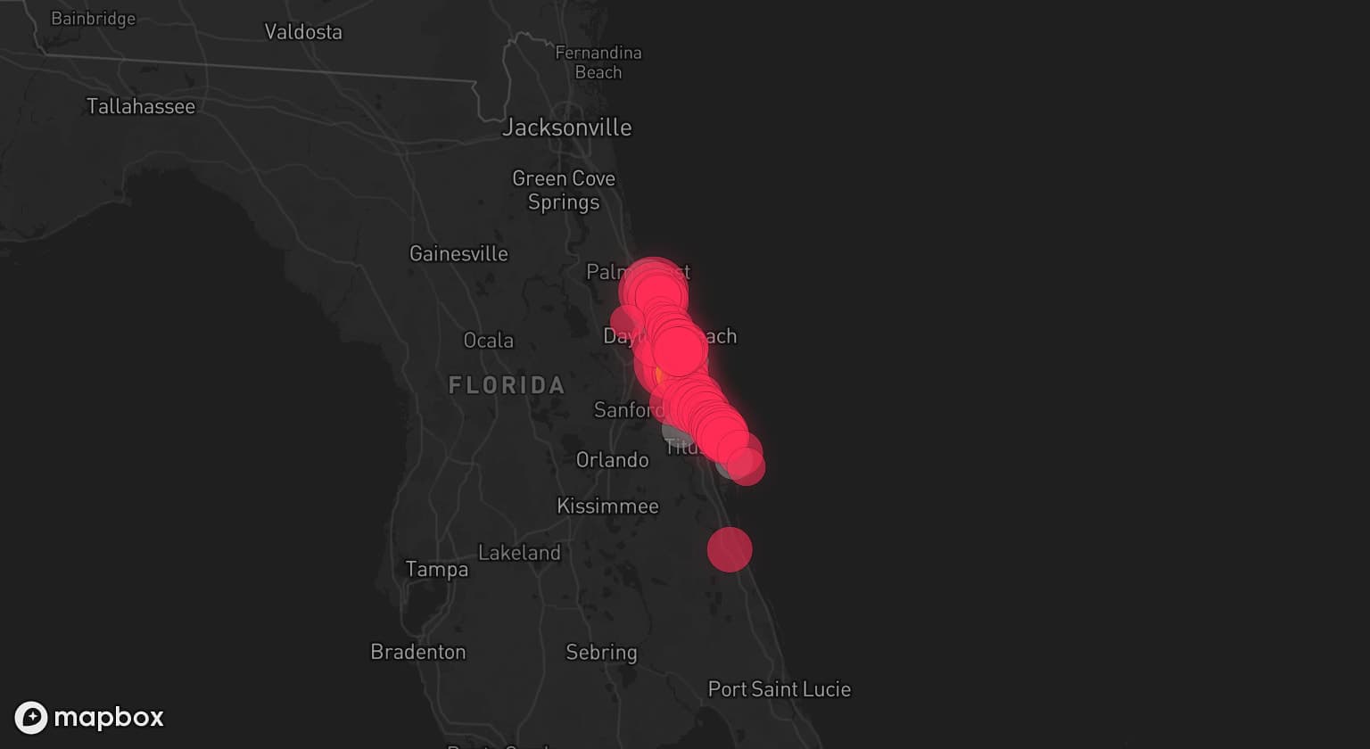 Storm map for 6 areas across Florida