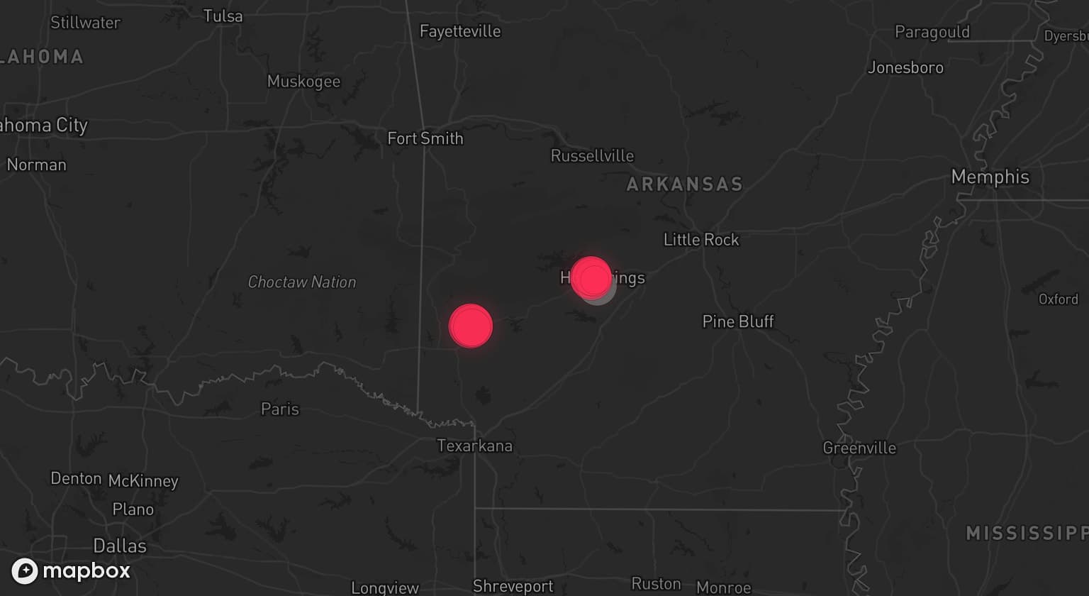 Storm map for the Garland County, AR area