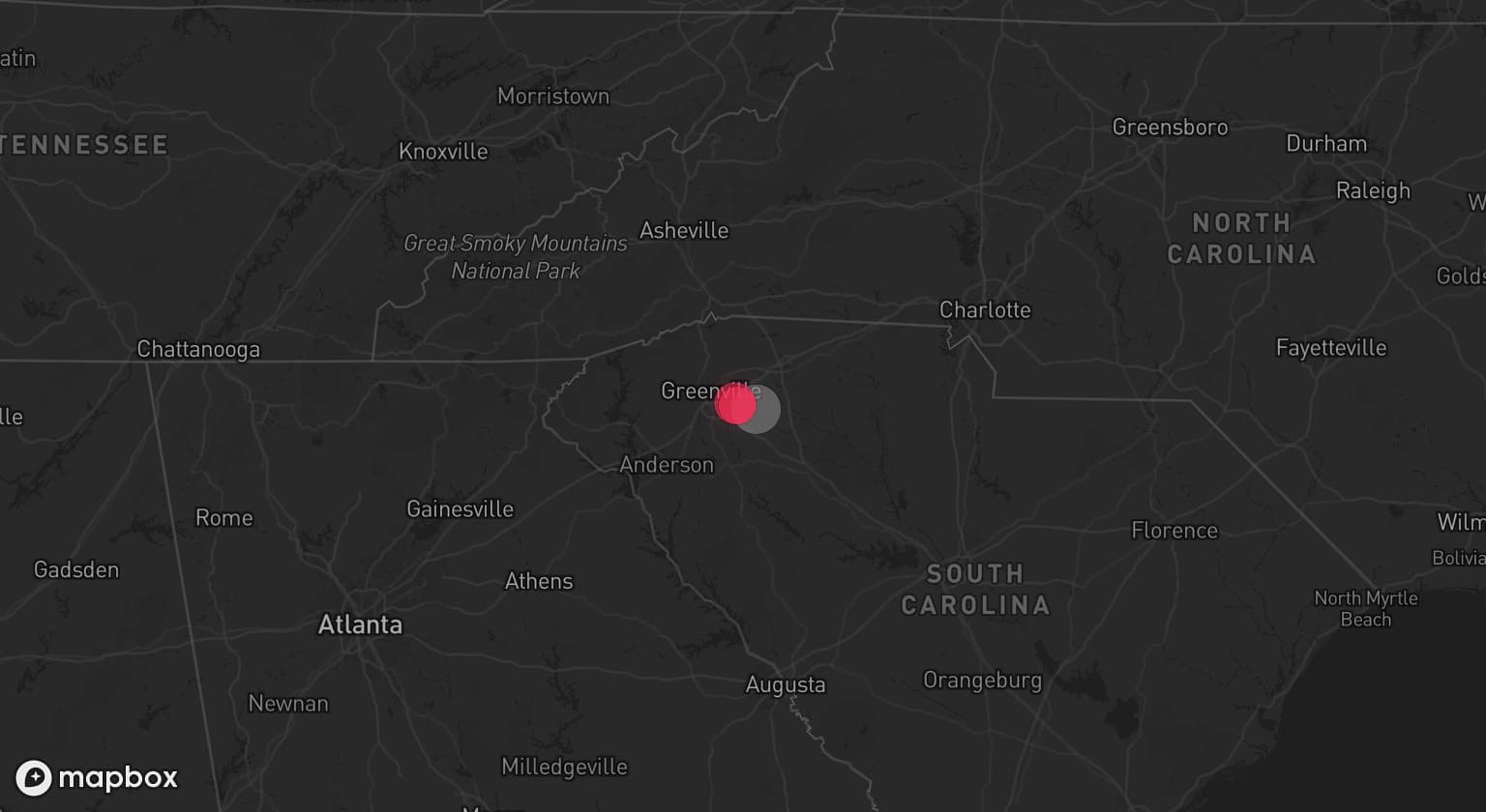 Storm map for the Greenville, SC area