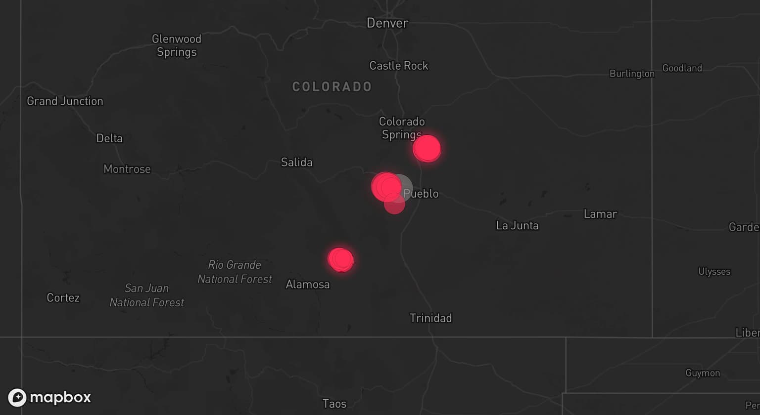 Storm map for the Pueblo County, CO area
