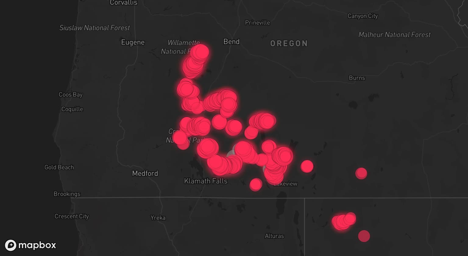 Storm map for 4 areas across Oregon