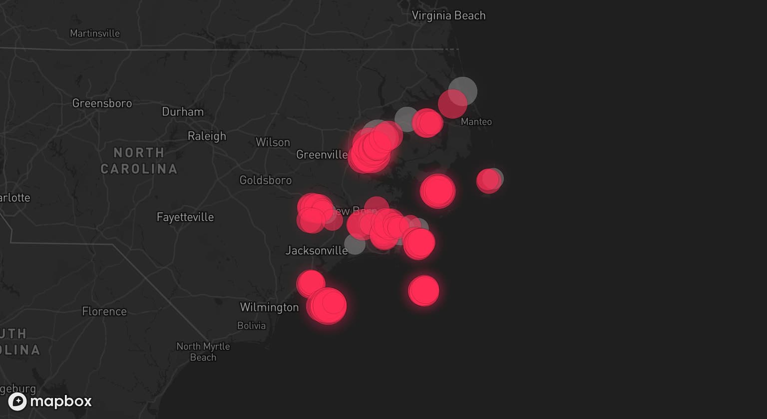 Storm map for 9 areas across North Carolina