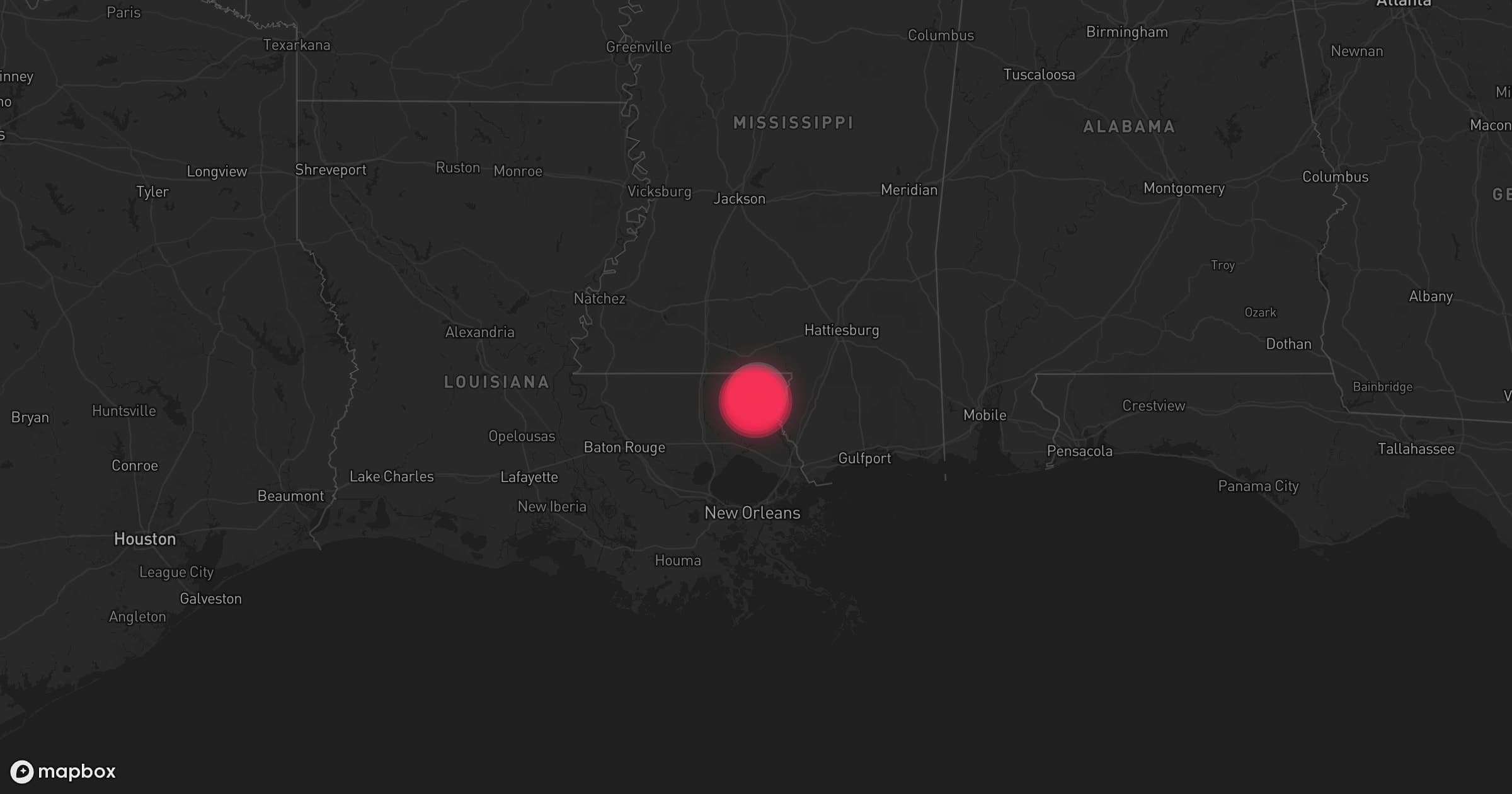 Storm map for the Washington County, LA area