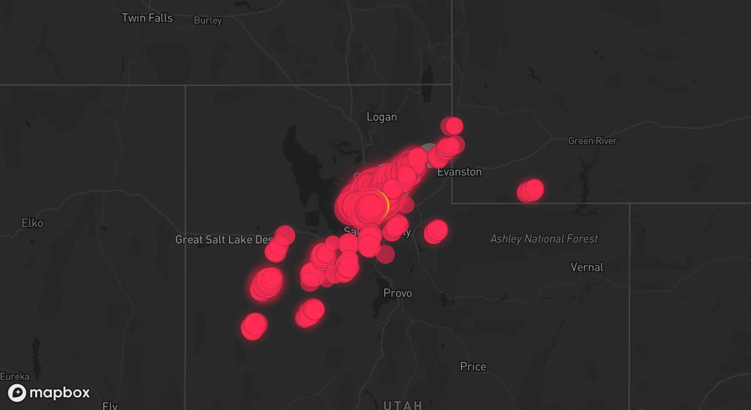 Storm map for 4 areas across Utah