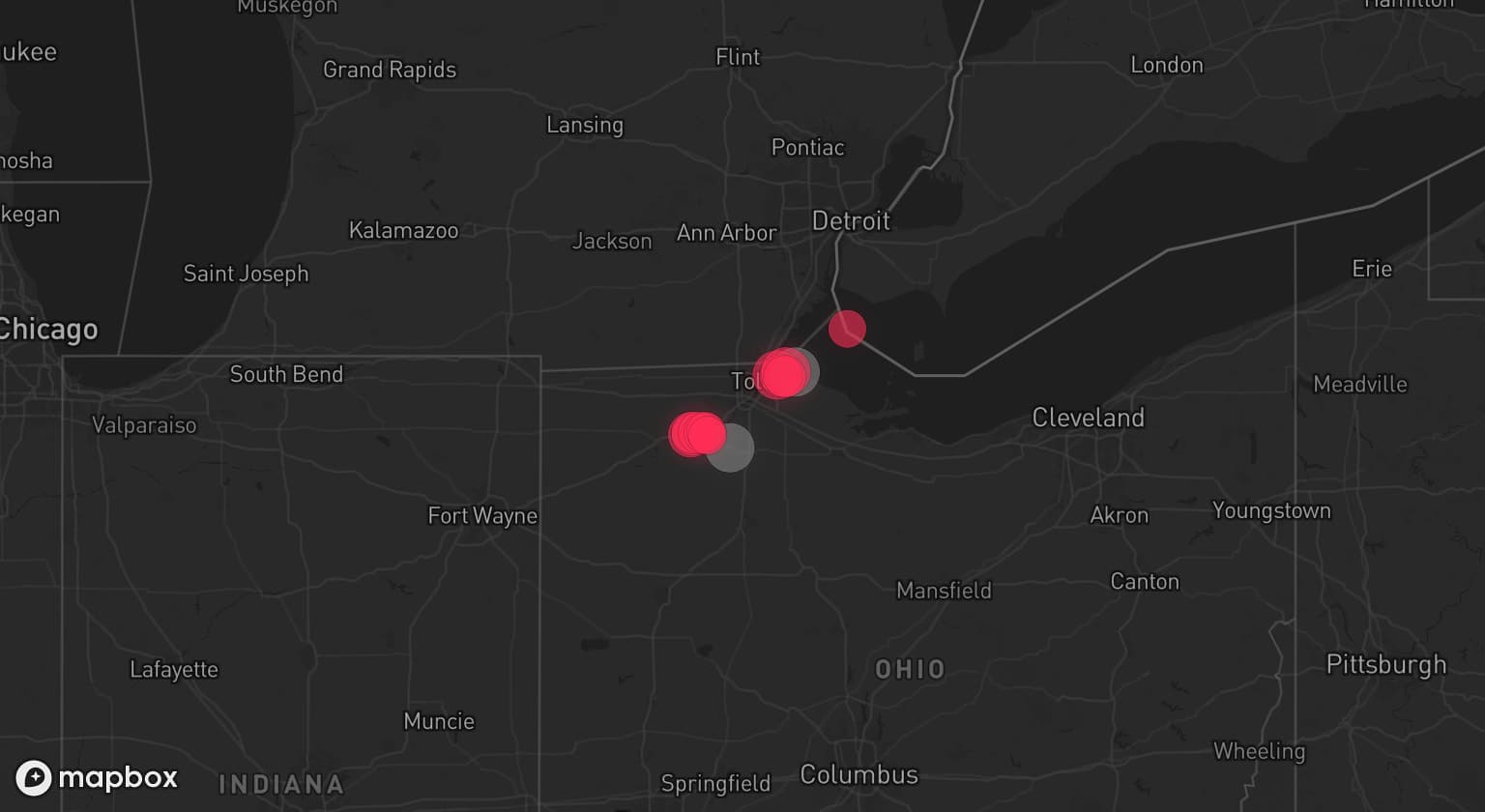 Storm map for 2 areas across Ohio