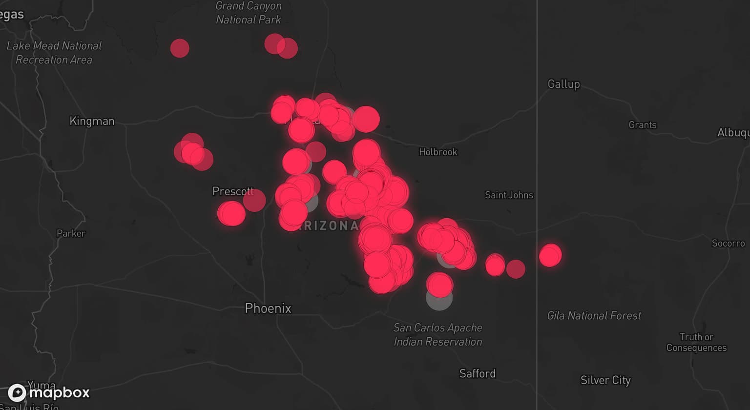 Storm map for 8 areas across Arizona