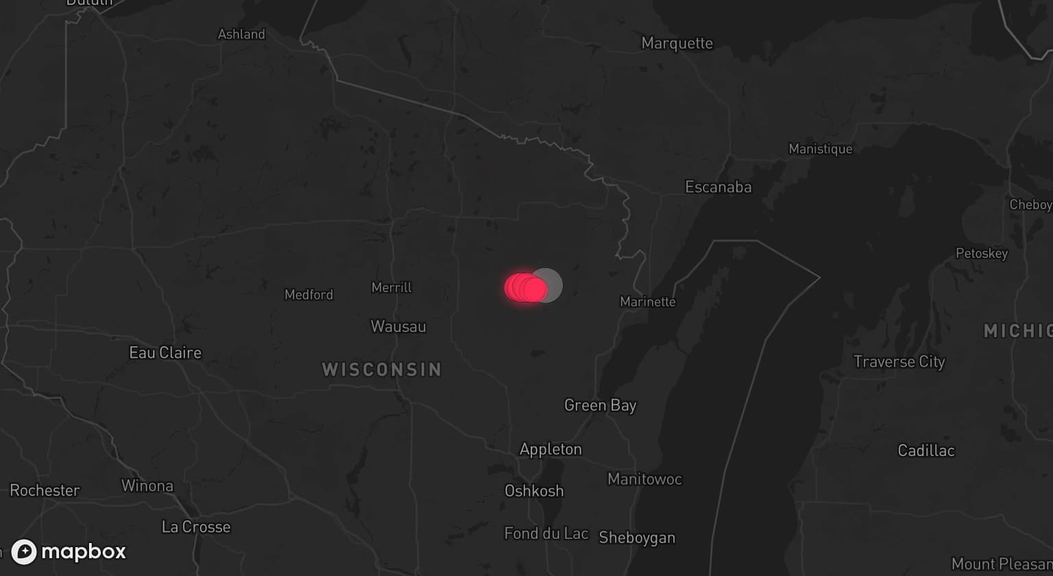 Storm map for the Oconto County, WI area