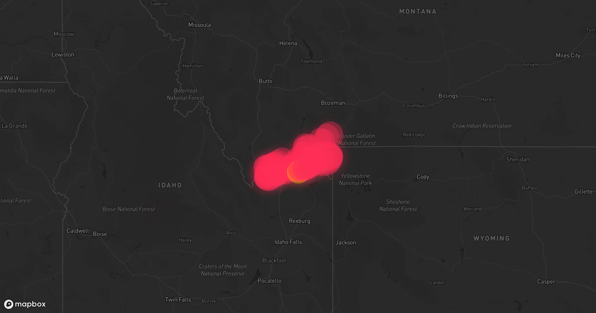 Storm map for 7 areas across Montana, Wyoming, and Idaho