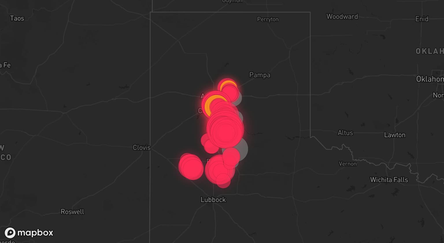 Storm map for 8 areas across Texas