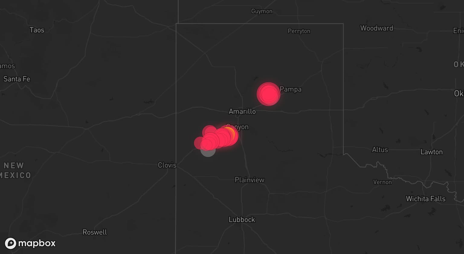 Storm map for 2 areas across Texas