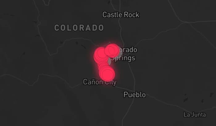 Storm map for 3 areas across Colorado