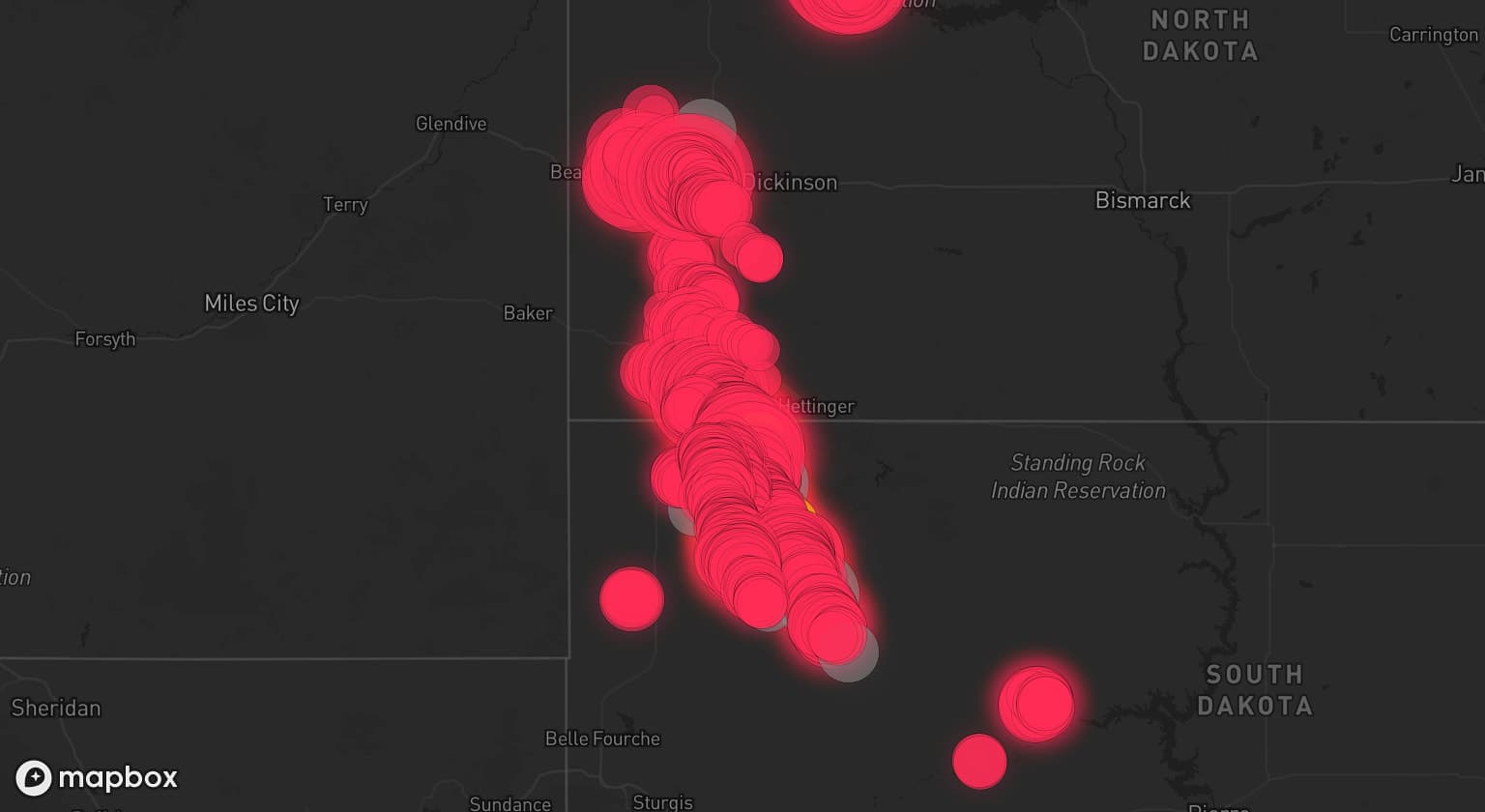 Storm map for 9 areas across South Dakota and North Dakota