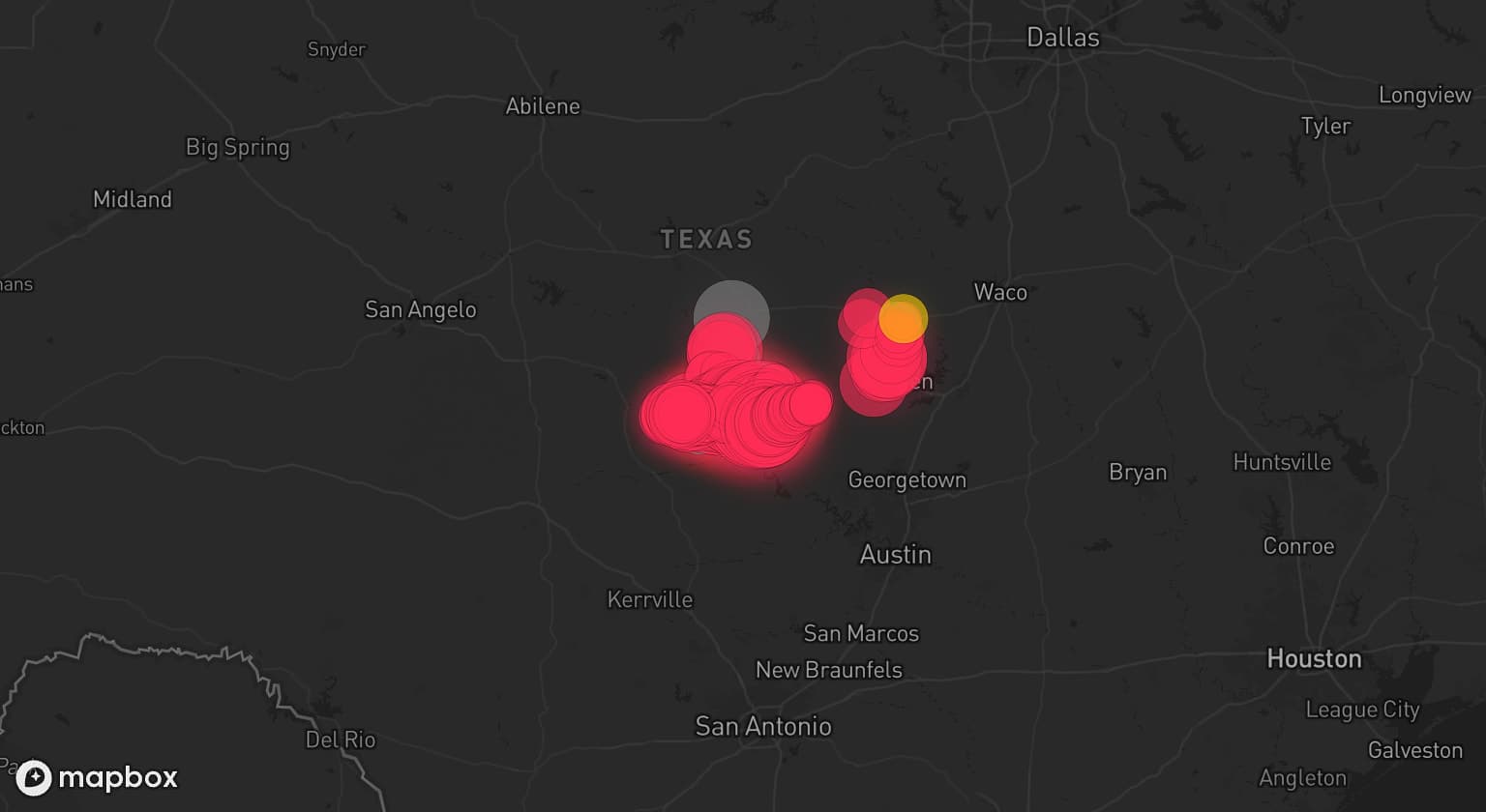 Storm map for 7 areas across Texas