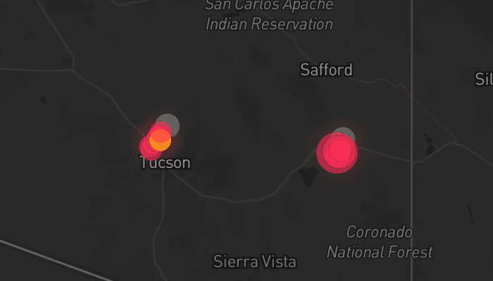 Storm map for 2 areas across Arizona
