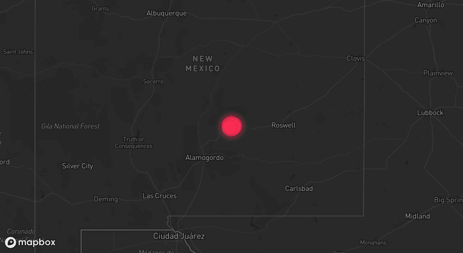 Storm map for the Lincoln County, NM area