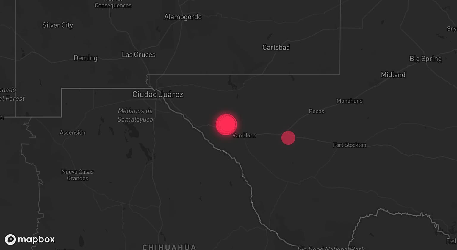 Storm map for the Hudspeth County, TX area