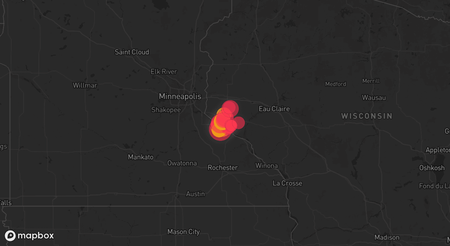 Storm map for the Pierce County, WI area