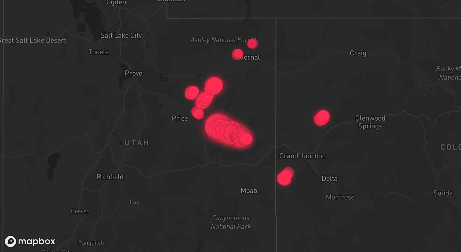 Storm map for the Grand County, UT area