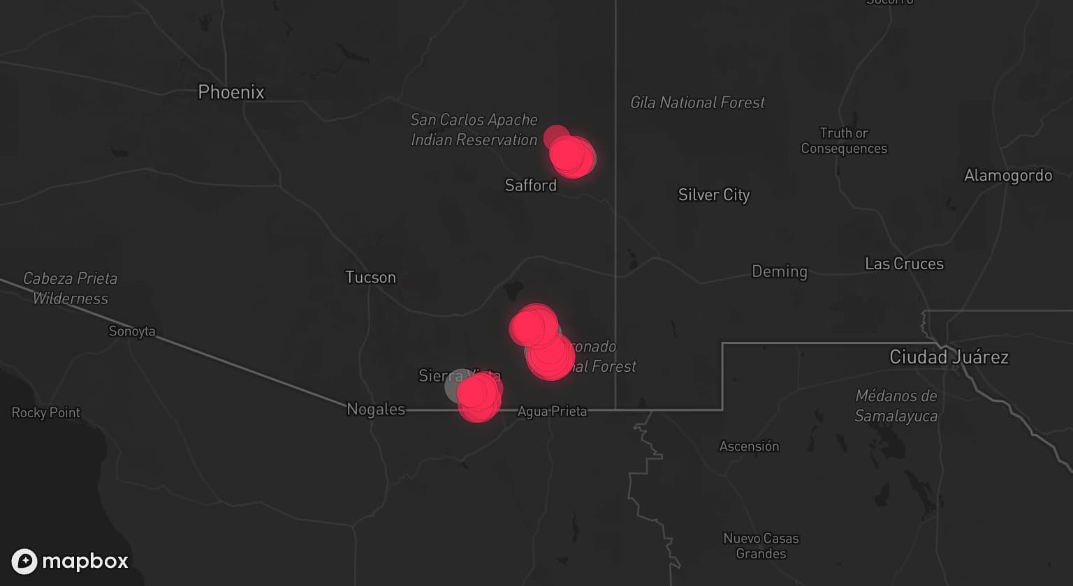 Storm map for 4 areas across Arizona