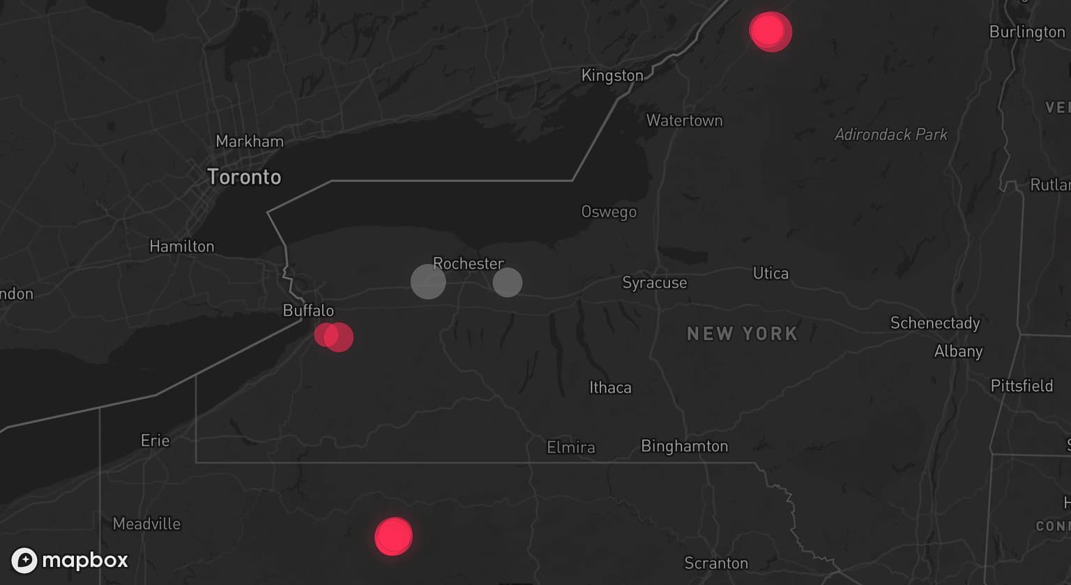 Storm map for 2 areas across New York