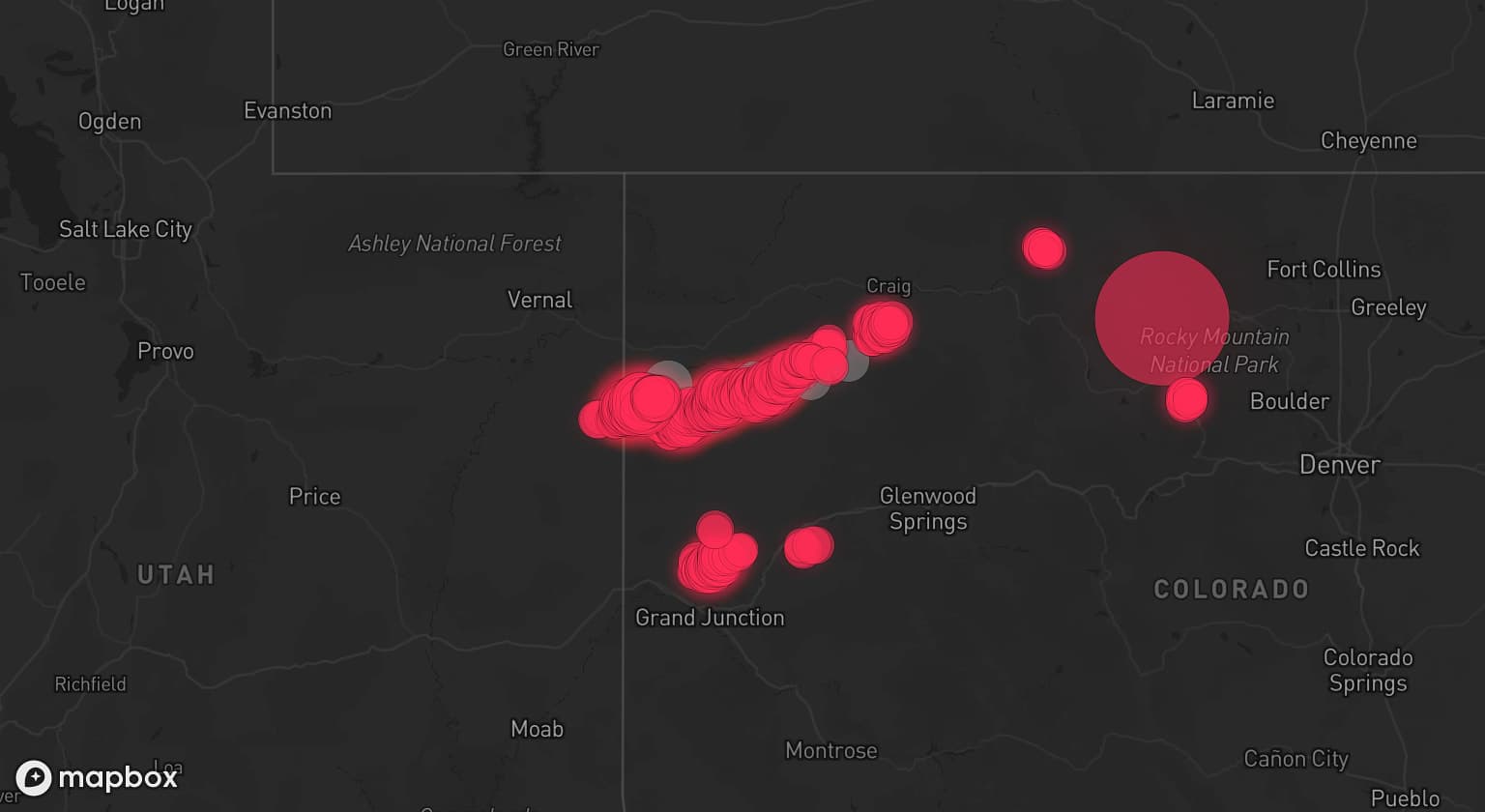 Storm map for 3 areas across Colorado