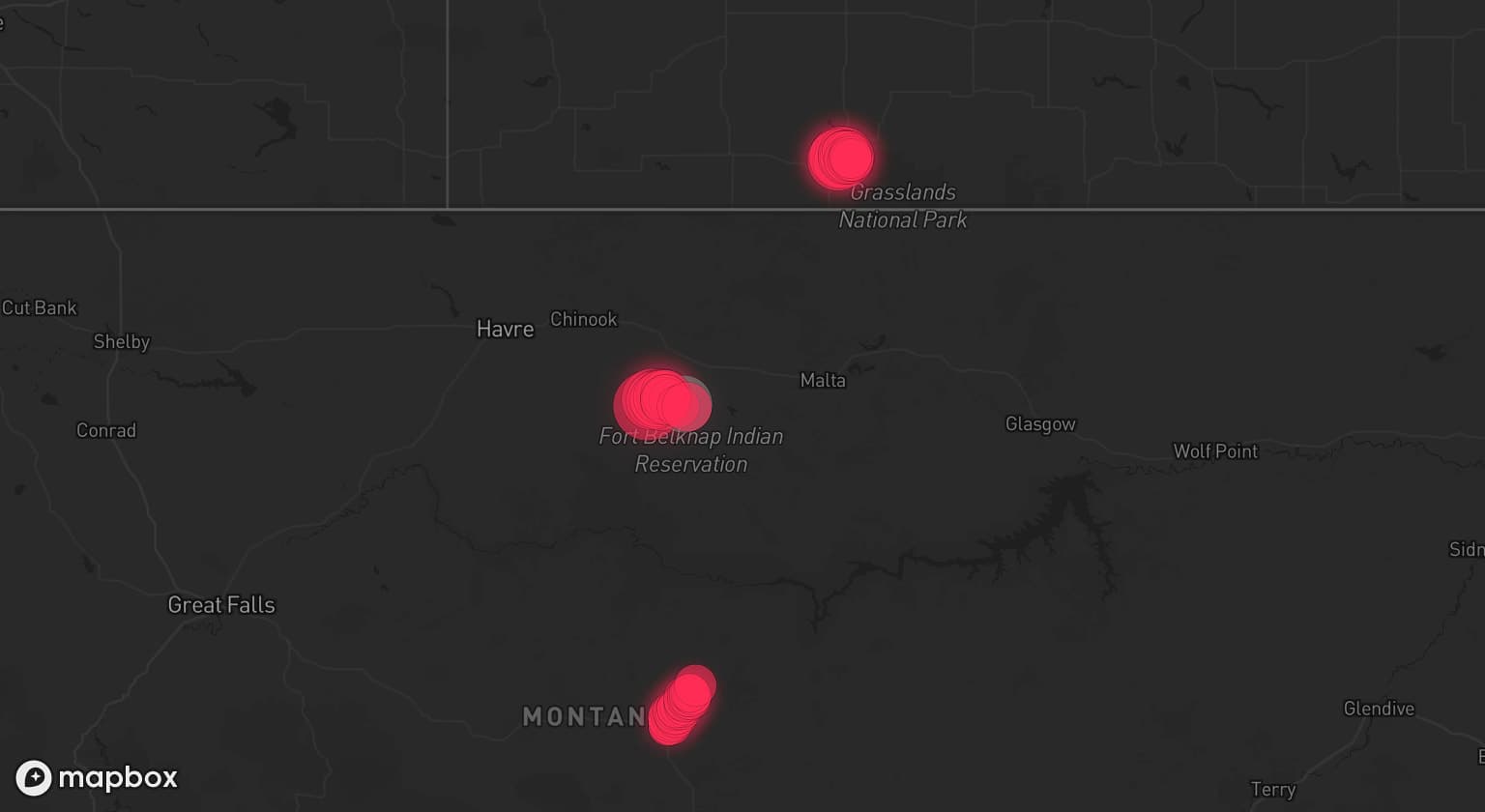 Storm map for the Blaine County, MT area