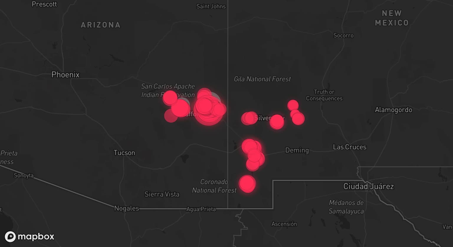 Storm map for 2 areas across Arizona